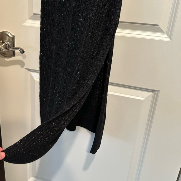 NWT CABLE-KNIT PAIGE Marium CABLE-KNIT Midi Sweater Dress BLACK SPARKLE 🖤✨ Med - Picture 9 of 16
